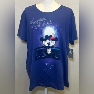 Disney Plus Size 2X Royal Blue Mickey & Minnie Forever & Always Graphic Tee